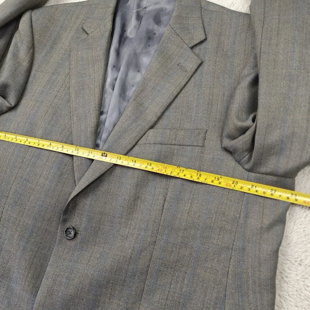 Joseph & Feiss Gold Blazer Men's 42S Grey Herringbone Striped Wool Suit Jacket